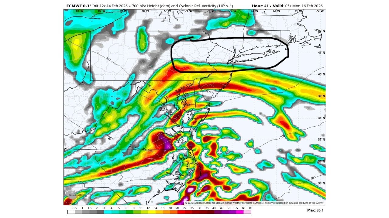 Narrow Heavy Snow Band May Target I-78 to I-84 Corridor Across Pennsylvania, Northern New Jersey and Southern New York With 3–8 Inches Possible
