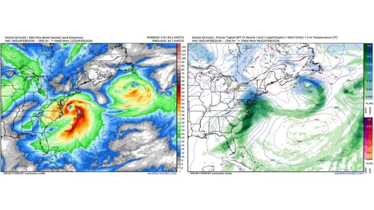 Northern Edge of Coastal Storm May Deliver Overnight Snow “Thump” Around Philadelphia as Low Spins Off Mid-Atlantic Coast