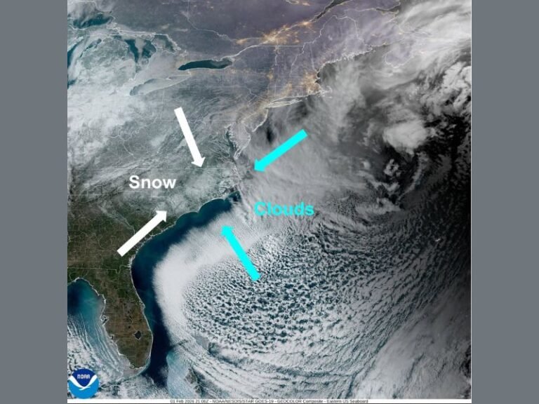 Snow-Covered North Carolina Visible From Space as Clearing Skies Trigger Dangerous Refreeze Overnight