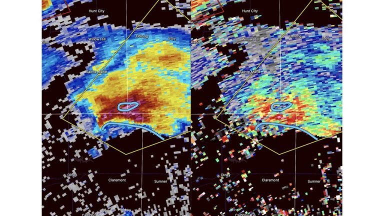 Southern Illinois Supercell Near Sainte Marie and Olney Shows Strong ZDR Arc and Clear Inflow, Raising Short-Term Tornado Concern