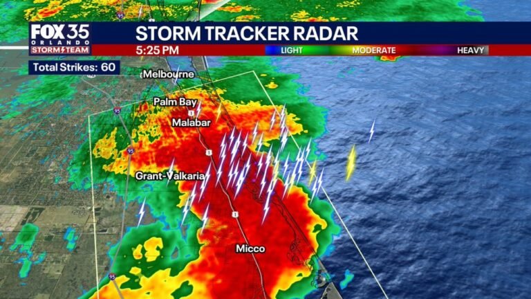 Strong Thunderstorm Slams Melbourne and Brevard County, Florida With 50 MPH Gust Potential, Hail and Intense Lightning