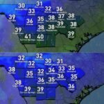 Texas Hill Country Temperatures Dip to Near Freezing Sunday and Monday, With San Antonio Area Facing Light Freeze Risk