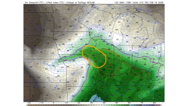 Thursday Severe Weather Trends Show Dryline Setup From Eastern Kansas Into Missouri and Illinois With Cold-Core Tornado Potential