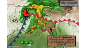Tornado Risk Increases Across Northern Florida and Southern Georgia as Squall Line Threatens Panama City, Tallahassee, Valdosta and Jacksonville Sunday