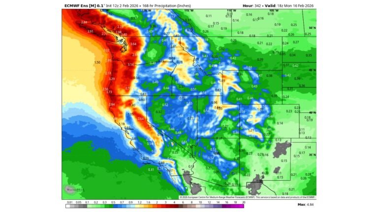 Utah Snowpack Could Get a Much-Needed Boost as ECMWF Shows Stormy Pattern Returning to the Western U.S. by Feb. 16