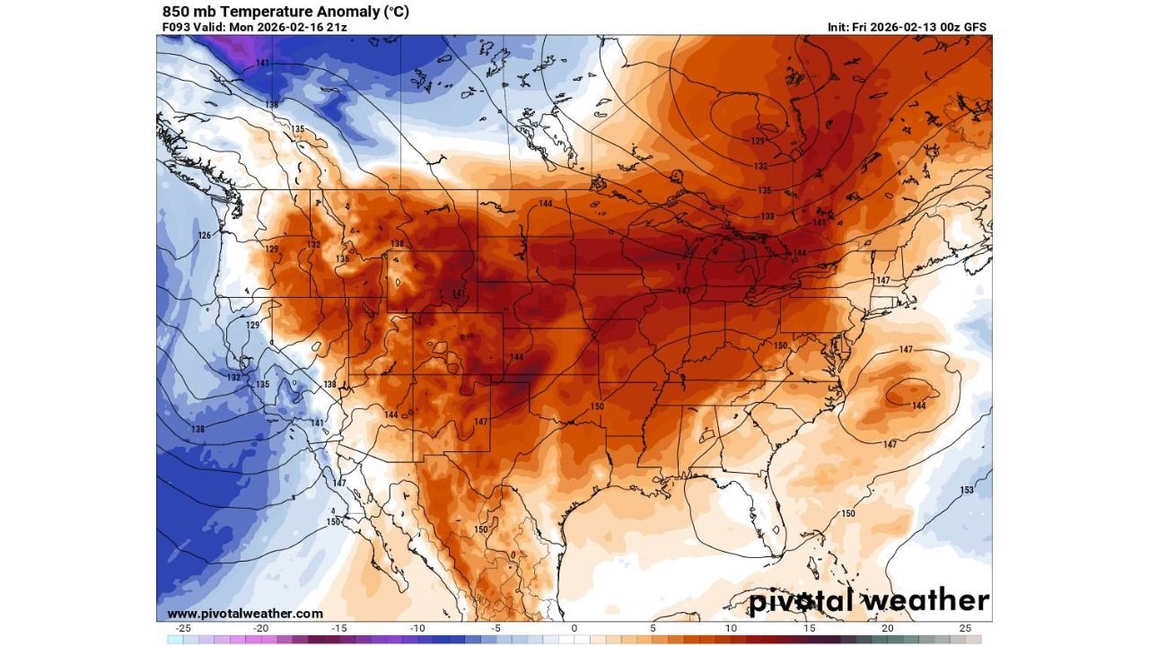 Where Is Winter? Massive Warm Surge Covers Nearly the Entire U.S. as Arctic Air Retreats to Canada