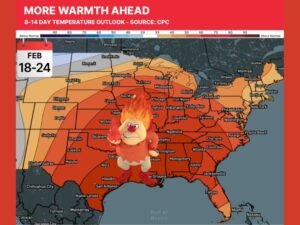 Widespread Warm Pattern to Cover Southeast, Mid-Atlantic, Midwest and Northeast Feb. 18–24 With 50–60% Above-Normal Odds