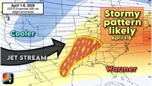 April Storm Pattern Shifts Across Texas, Oklahoma, Kansas, Missouri, Illinois, Indiana, Kentucky, Tennessee With Rising Tornado Risk Early April