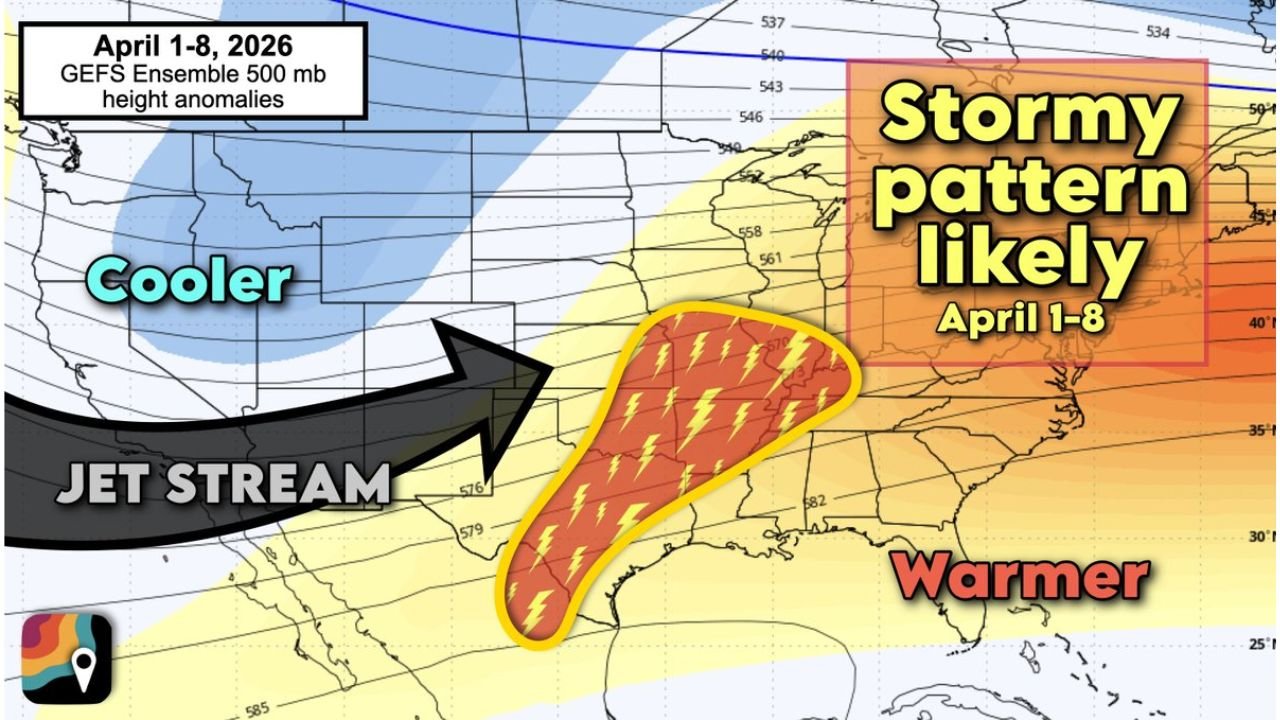 April Storm Pattern Emerging Across Plains, Mississippi Valley, Mid-South With Tornado Risk Increasing Early April