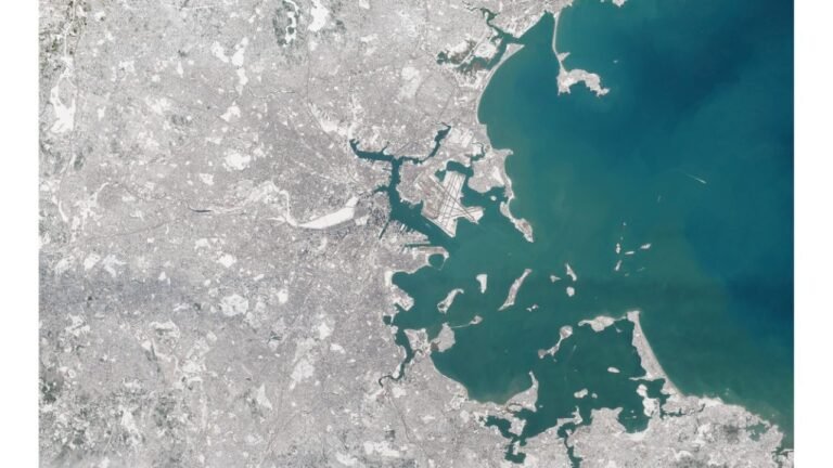 Boston, Massachusetts Blanketed in Ice and Snow in Rare High-Resolution Satellite View Taken 488 Miles Above Earth
