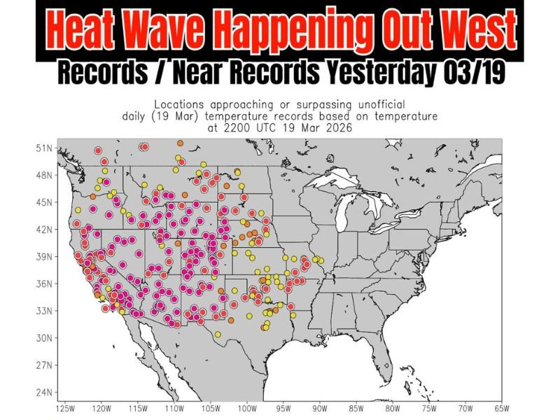 California, Arizona, Nevada, Utah, Colorado, and Texas See Widespread Heat Records Fall as Western U.S. Heat Wave Intensifies While Florida Stays Cool