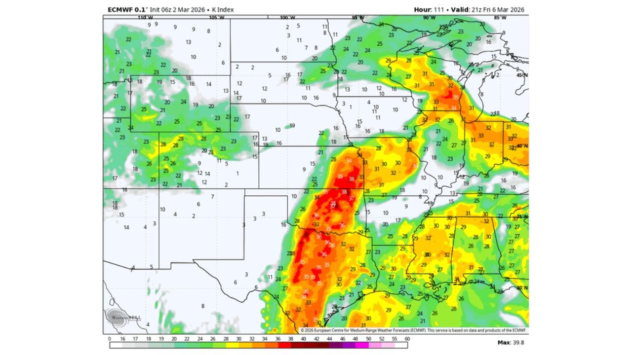 Central U.S. Severe Weather Escalates March 5–8: Level 2 Slight Risk Spans Texas, Oklahoma, Arkansas, Missouri and Tennessee with Friday Night Carrying Highest-End Potential