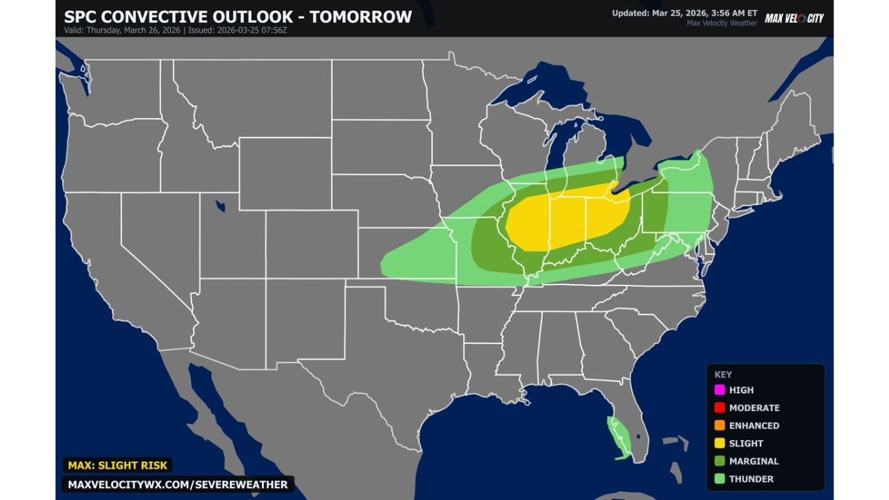 Dangerous Severe Weather Outbreak Targets Illinois Indiana Ohio and Michigan With Tornadoes and Baseball Size Hail Thursday