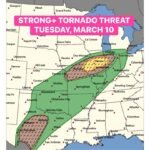EF2+ Tornado Risk Expands from Northeastern Missouri Through Northern Illinois into Northwest Indiana Tuesday as SPC Adds 10% Hatched Zone Along Warm Front
