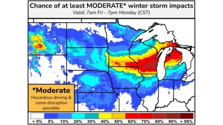 Eastern South Dakota to Northern Michigan Faces 6+ Inches of Snow and 50 MPH Wind Gusts as Major Mid-March Winter Storm Targets the Great Lakes