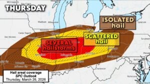 Egg-Sized Hail Threat Expands from Missouri Through Illinois, Indiana, Ohio into Pennsylvania as Severe Storm Corridor Intensifies