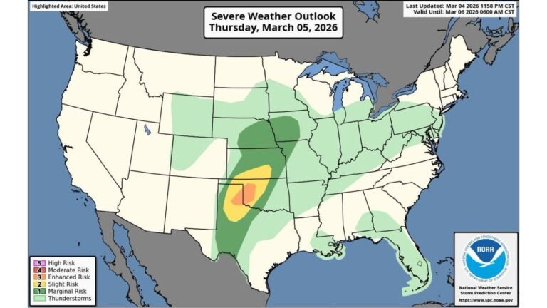 Enhanced Risk Issued for Texas and Oklahoma as Tornadoes, Very Large Hail and Damaging Winds Threaten Amarillo, Childress and Oklahoma City Thursday