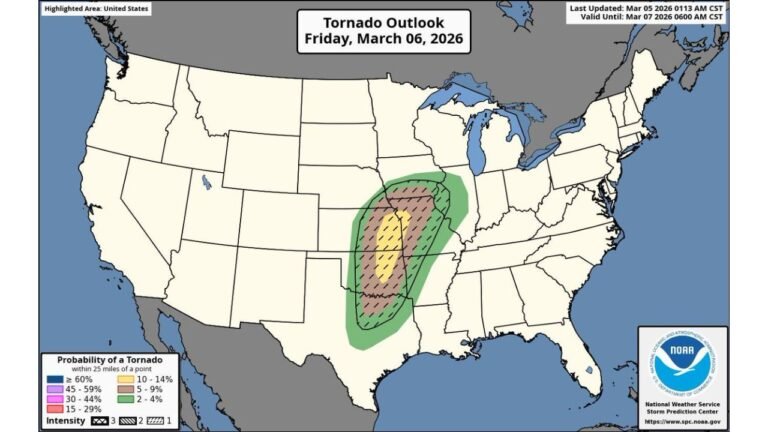 Expansive Tornado Risk Spreads From Texas Through Oklahoma, Kansas, Missouri and Into Illinois on Friday With Potential for Strong Tornadoes