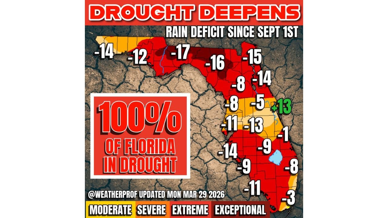 Florida Faces Worsening Drought With Extreme Conditions Statewide as Fire Risk Rises Heading Into Peak Season