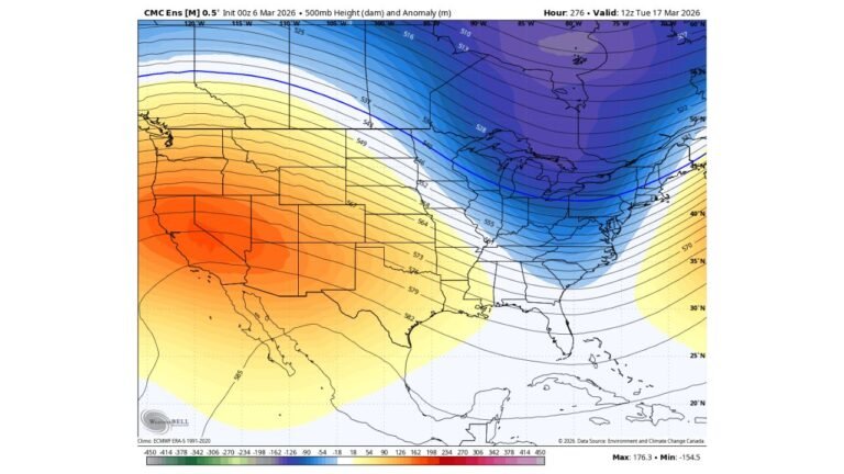 From 70s to a Late-Season Chill? Mid-March Pattern Flip Could Bring Sharp Cooldown Across the Eastern United States