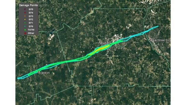 Georgia Including Newnan, Franklin and Peachtree City Marks 5 Years Since EF4 Tornado Tracked 39 Miles Across Heard, Coweta and Fayette Counties