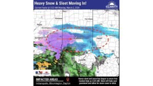 Heavy Snow and Sleet Overrun Central Indiana Before Dawn, Slippery Roads Expected in Indianapolis, Bloomington and Dayton Through 8 AM