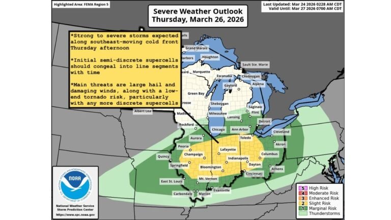 Illinois Indiana Ohio Under Severe Storm Threat Thursday Afternoon With Hail Wind And Possible Tornado Risk