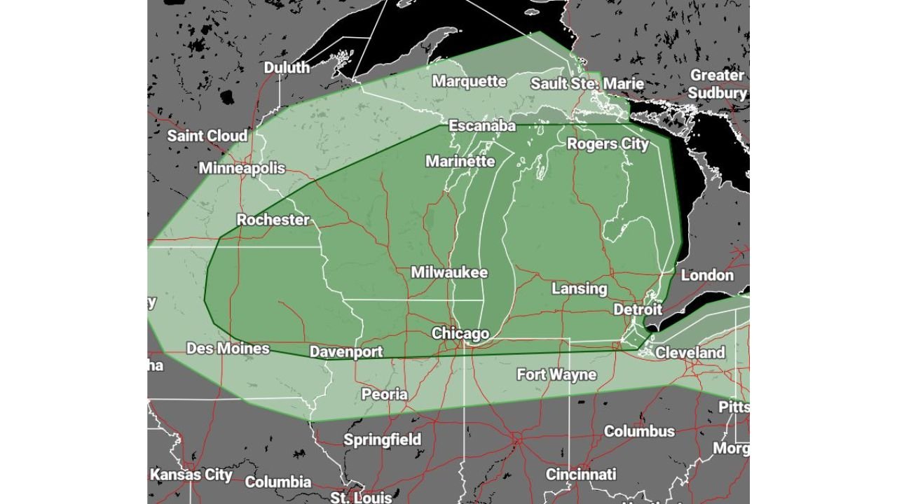 Illinois, Wisconsin, Michigan, and Minnesota Face Marginal Severe Weather Risk Monday With Damaging Winds and Large Hail Possible Across Chicago, Milwaukee, Detroit, Lansing, Green Bay, Marquette, and Duluth