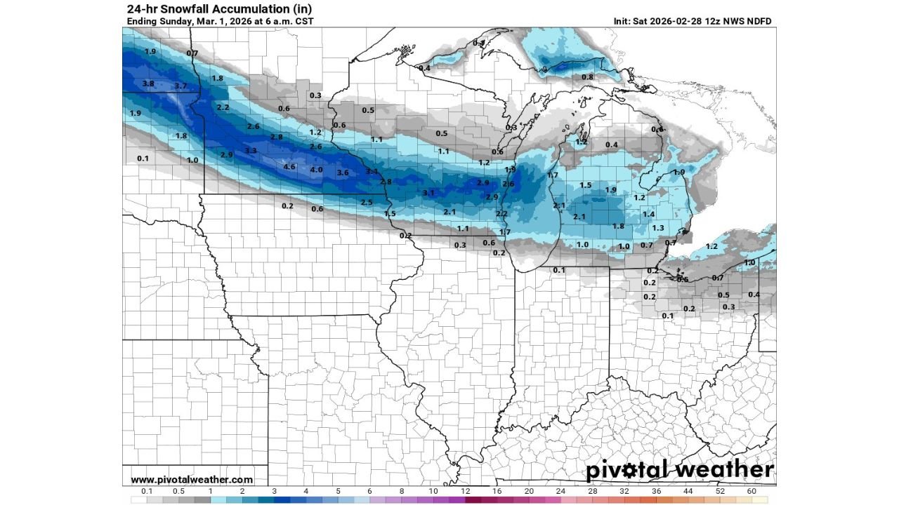 Illinois and Wisconsin Snowfall Update Northern Illinois Sees Minor Dusting While Southern Wisconsin and Upper Midwest Brace for 2 to 5 Inches