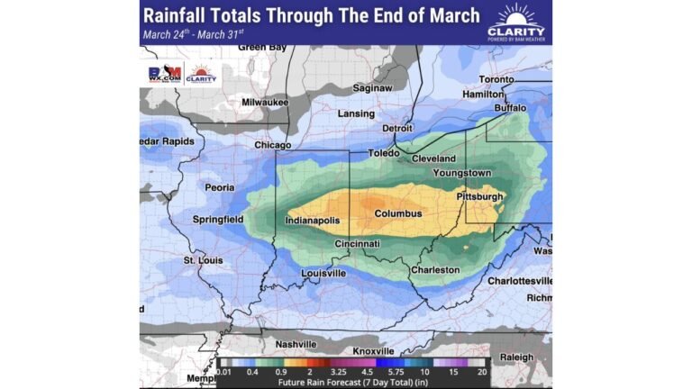 Indiana Ohio Pennsylvania Rain Surge Late March Brings 1 To 2 Inches With Flood Risk Rising As Thursday Storms Move Through