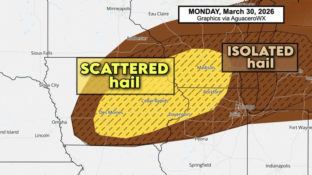 Iowa, Illinois, Wisconsin Face Overnight Elevated Storms With Egg-Sized Hail Risk as Frontal Boundary Triggers Severe Setup