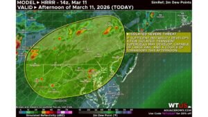 Isolated Severe Threat Targets Pennsylvania, Maryland, Virginia and New Jersey This Afternoon as Mini-Supercells Could Spark Large Hail and Brief Tornadoes