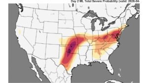 Kansas, Oklahoma, Texas, Kentucky, Virginia, Maryland, and New Jersey Face Higher-End Severe Weather Setup Wednesday April 1 as NSSL Machine Learning Model Signals All Severe Modes Possible Across the Plains and Eastern United States