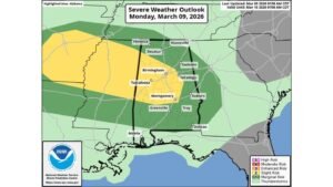 Large Hail Headlines Alabama Severe Threat Monday as Birmingham, Tuscaloosa and Montgomery Face 3PM–Midnight Storm Window