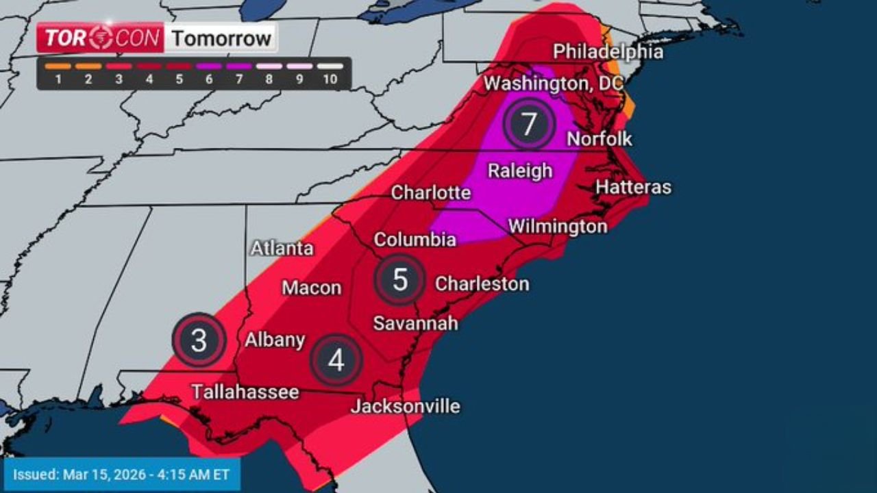 Louisiana, Mississippi, Alabama, Georgia, Florida, North Carolina, Virginia, and Washington DC Under Multi-Day Severe Weather Threat With Tornadoes and 75+ MPH Winds Possible