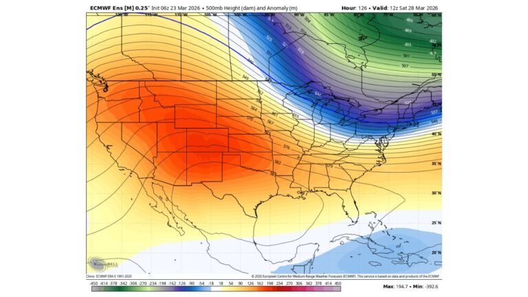 Maryland, Pennsylvania, New York and Northeast Set for Late March Chill as Warm Western Ridge Ends Baltimore’s 5-Month Cold Streak