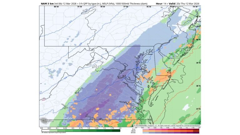 Maryland, Virginia and Washington D.C. Go From 80s and Tornado Warnings to Afternoon Snow in Under 24 Hours as Rare ‘Ana Front’ Crashes Temperatures