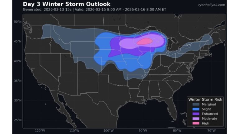 Minnesota, Wisconsin and Upper Michigan Under Rare HIGH Risk Winter Storm Outlook as 2 Feet of Snow and 60 MPH Winds Threaten Whiteout Conditions Sunday