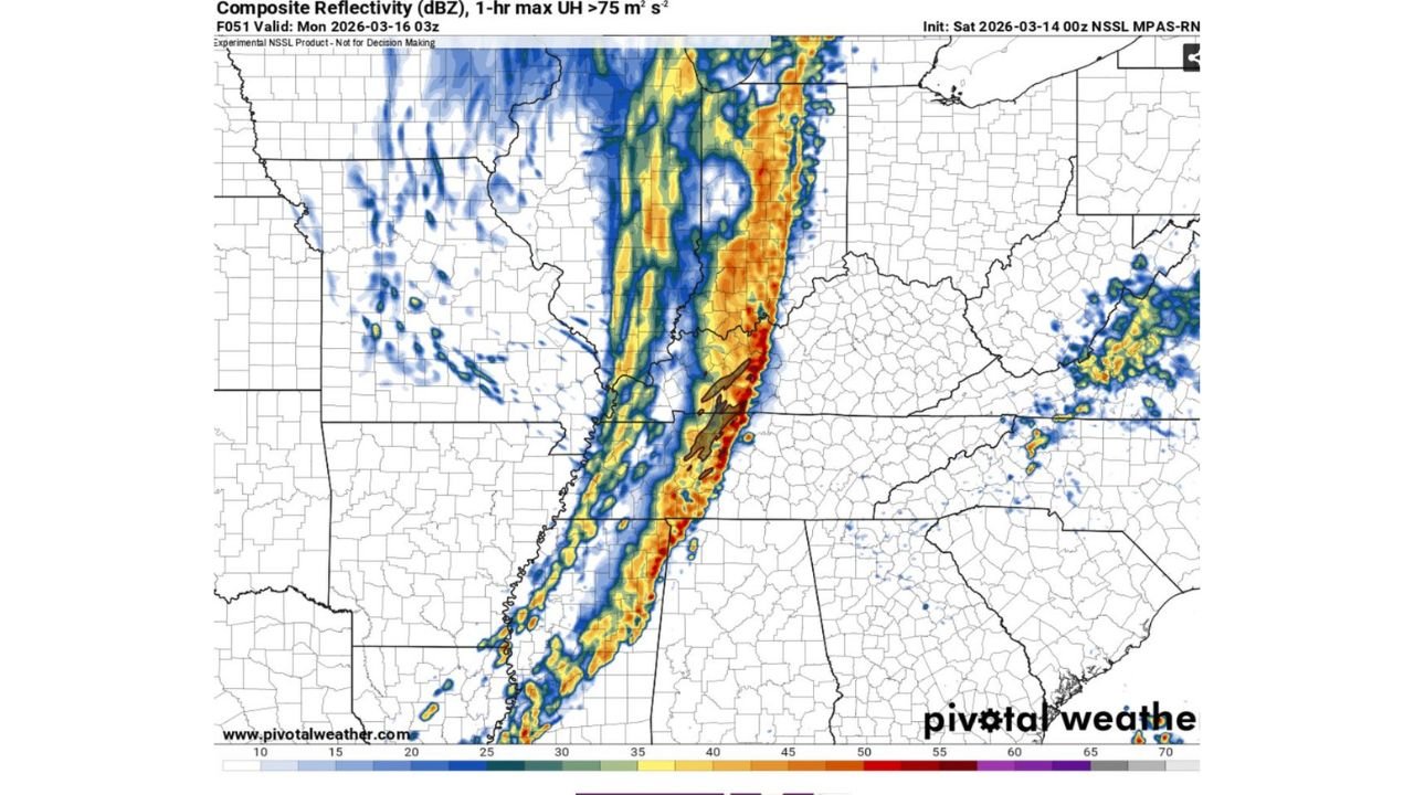 Mississippi, Tennessee and Kentucky Bracing for Nighttime QLCS Severe Line Sunday as Damaging Winds and Embedded Tornadoes Sweep East
