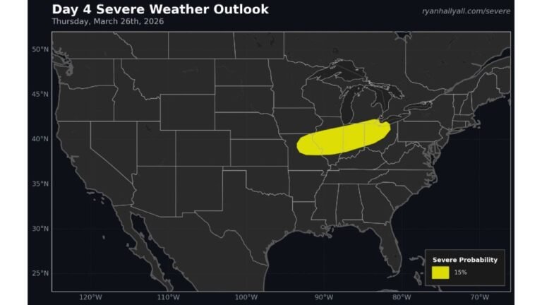 Missouri, Illinois, Indiana and Ohio in Focus as March 26 Severe Storm Setup Builds with Wind Shear and Rising Moisture