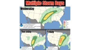 Multi-Day Severe Storm Threat Expands From Texas and Oklahoma Into Missouri, Illinois, Indiana and the Mid-Mississippi Valley — Friday Emerging as the Most Dangerous Day
