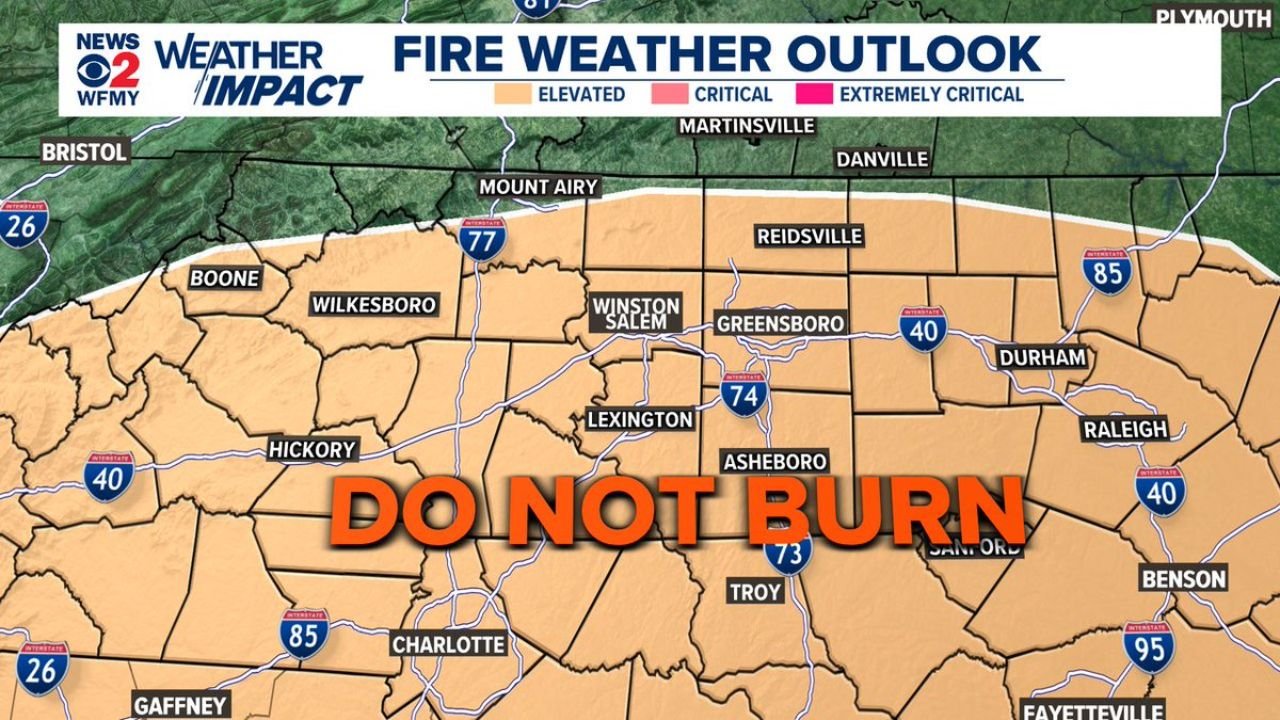 North Carolina Fire Weather Outlook: Elevated Fire Risk Across Winston-Salem, Greensboro, Charlotte, and Raleigh Saturday With Very Low Humidity