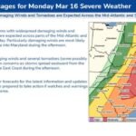 North Carolina, South Carolina, Virginia, Maryland, Pennsylvania and Washington DC in Path of Dangerous Two-Day Severe Weather Outbreak With Tornadoes and Damaging Winds