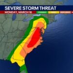 North Carolina, South Carolina, Virginia, Maryland, and Washington DC Face Rare Level 4 Severe Storm Risk Monday With Tornadoes and 75+ MPH Winds Possible