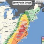 North Carolina, Virginia and Maryland Under Level 4 Moderate Severe Storm Risk Monday With Tornadoes and Widespread Damaging Winds Possible