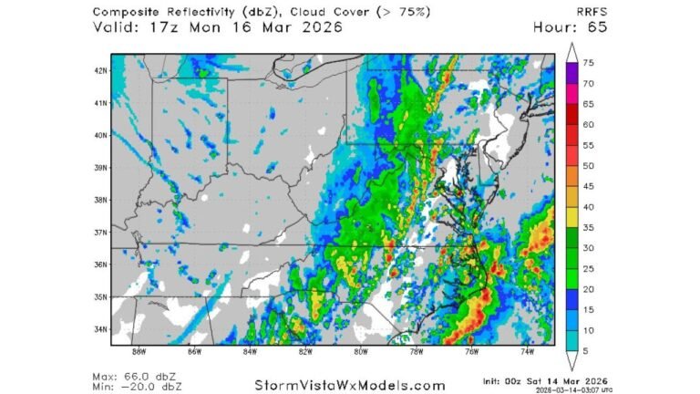North Carolina, Virginia and Washington DC Region Placed Under Rare Day 3 Enhanced Risk as Damaging Winds and Tornado Threat Build for Monday