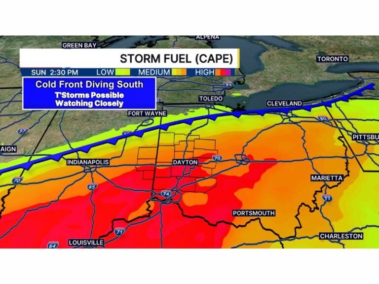 Ohio, Indiana, Kentucky and Pennsylvania Brace for Sunday Thunderstorm Risk as Cold Front Dives South with Damaging Winds and Heavy Rain Potential