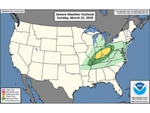 Ohio Valley Severe Storm Threat Expands Across Illinois, Indiana, Ohio, Kentucky, West Virginia, and Pennsylvania With Supercells and Damaging Line Expected Sunday