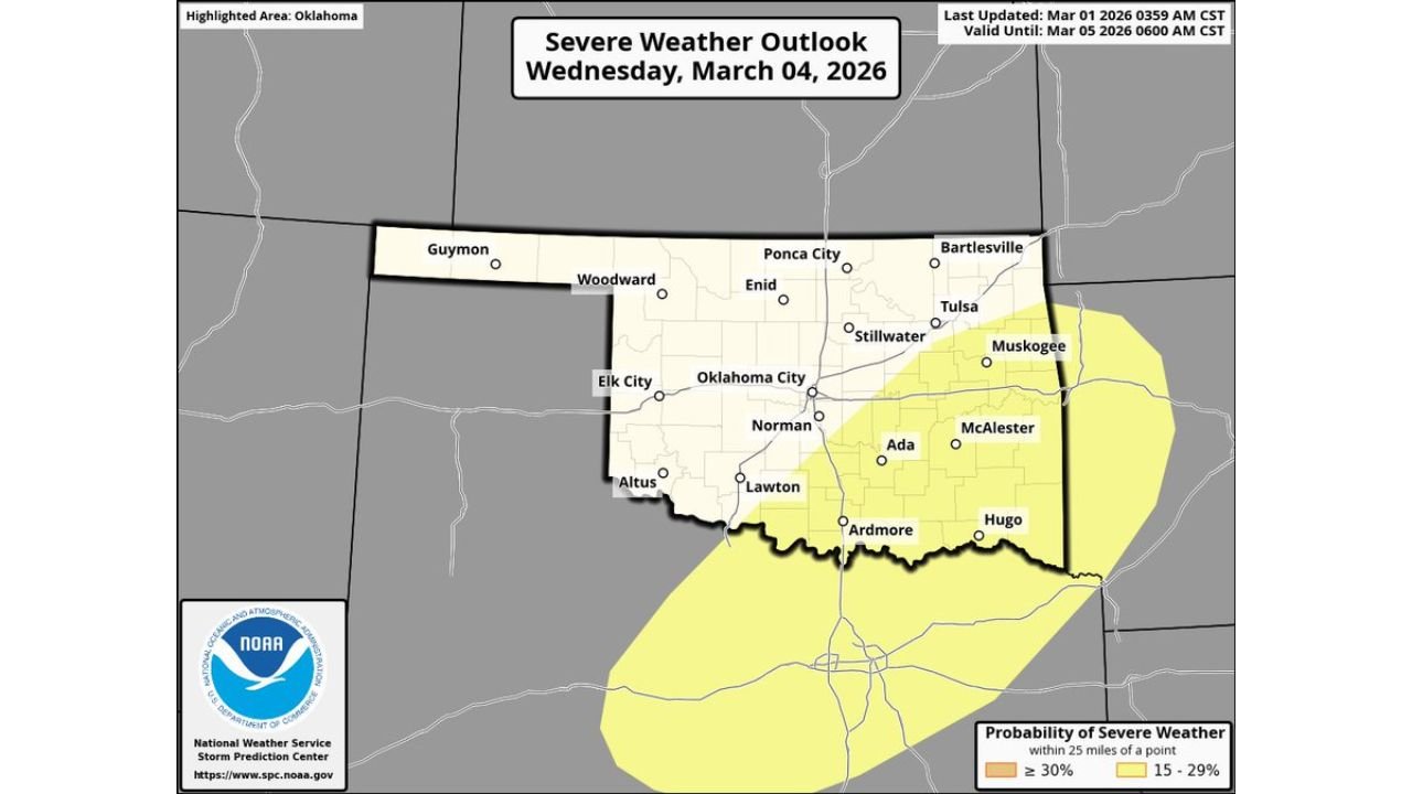 Oklahoma, Texas, Kansas and Missouri Under Back-to-Back 15% Severe Weather Risk as Storm Threat Expands North Late This Week