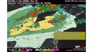 Severe Thunderstorms Likely Across Illinois, Wisconsin, Michigan, Indiana, Ohio, Pennsylvania, and New York This Afternoon and Evening With Damaging Winds, Large Hail, and Isolated Tornado Threat